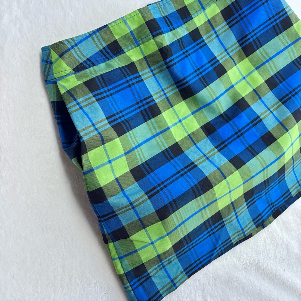 Lilly Pulitzer Plaid Golf Skort Blue and Lime Green Plaid 8 Medium - Picture 8 of 13